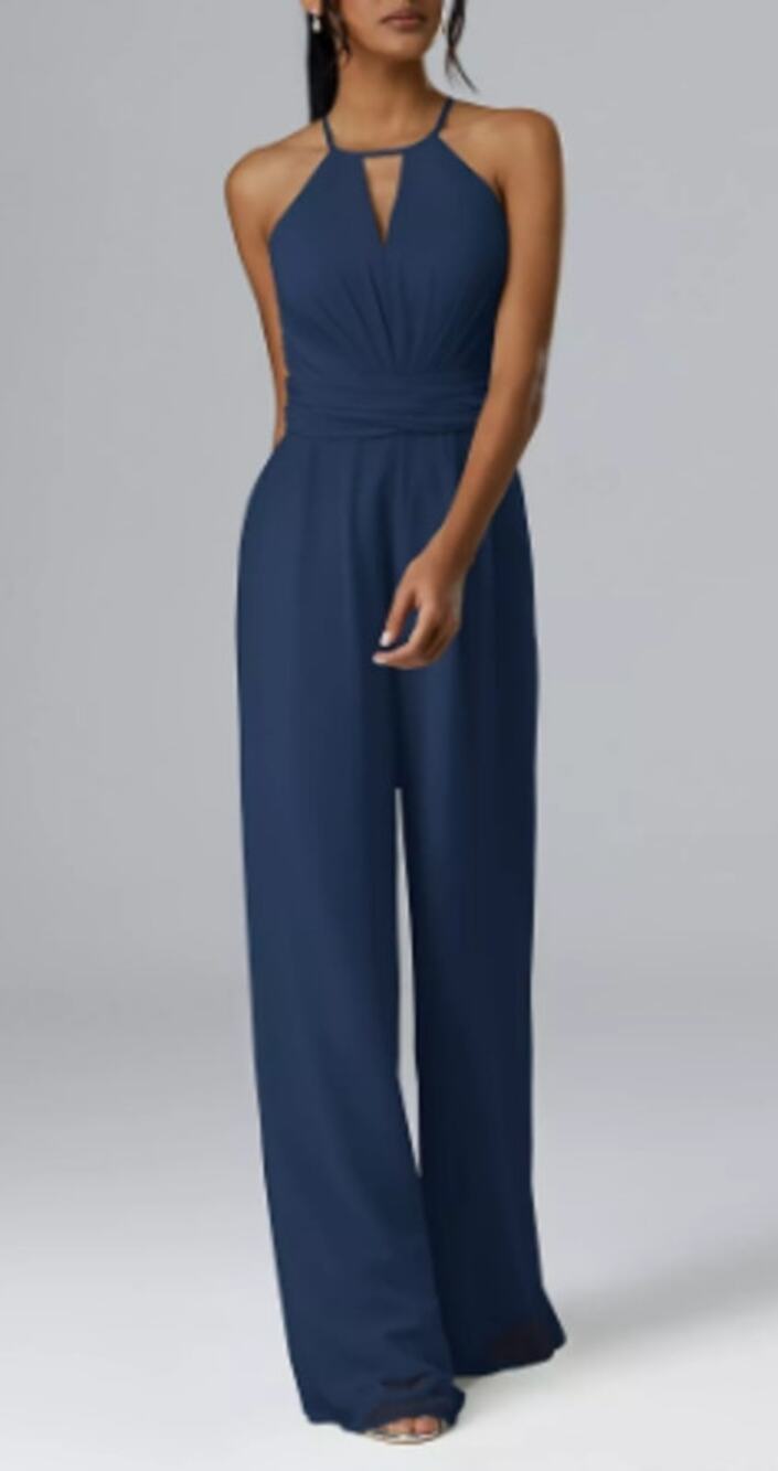 AW BRIDAL 8 M navy blue Peggie party bridesmaid straight leg jumpsuit NEW B53